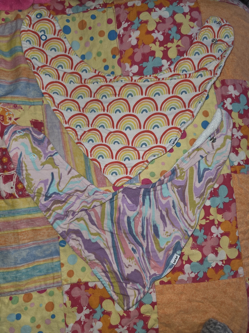 Kids Rainbow & Pastel Marble &cherries Little Sleepies Bandana Bibs